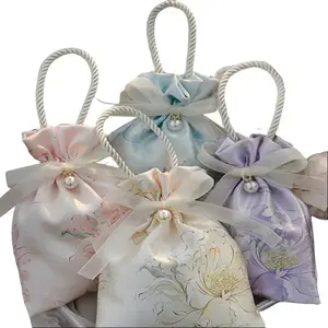 20Pcs Luxury Champagne Gift Bags, Pearl Drawstring Candy Bags, Durable Gift Box Wrappers for Wedding Mother's Day Party Festival Celebration