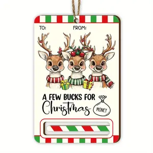 Wooden Christmas Money Holder, 1 Count Reindeer Pattern DIY Money Holder, Money Clip, Holiday Decorations, Perfect for Tree & Home Festive Atmosphere