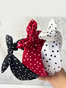 Elegant Women's Bowknot Polka Dot Wide Hairband, Knotted Headband, Stylish Headpiece for Daily Use & Parties, Perfect Accessory for Updos, Hair Bows Headbands