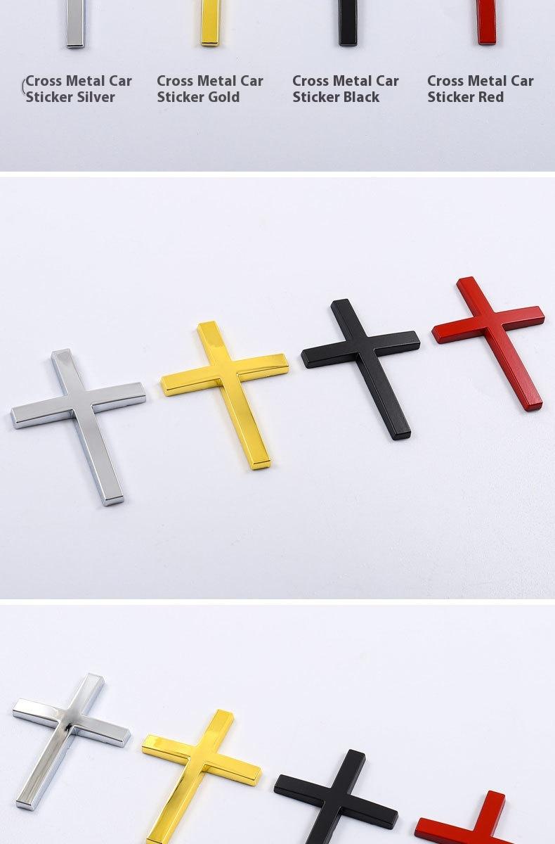 3D Cross Car Bumper Sticker – Metal Look Religious Decal for Vehicle Exterior, Rustproof & Durable