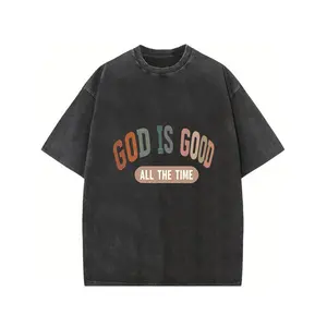 Mens Trendy 100 Cotton Washed Cotton T-shirt 230g Featuring Fresh Pattern Printing Comfortable Breathable Thick HighQuality AllSeason Wear Perfect for Travel Casual Daily