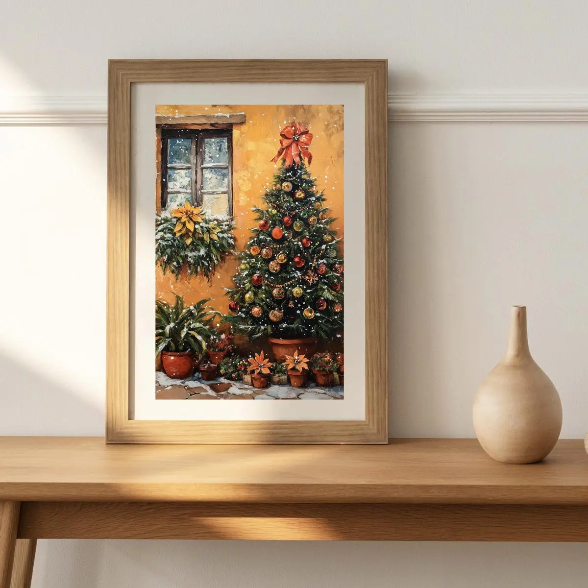 Mexican Christmas Wall Art – Navidad Mexicana Poster, Festive Holiday Room Decor, Unframed, 5 size, 8x12 to 27x40 inch