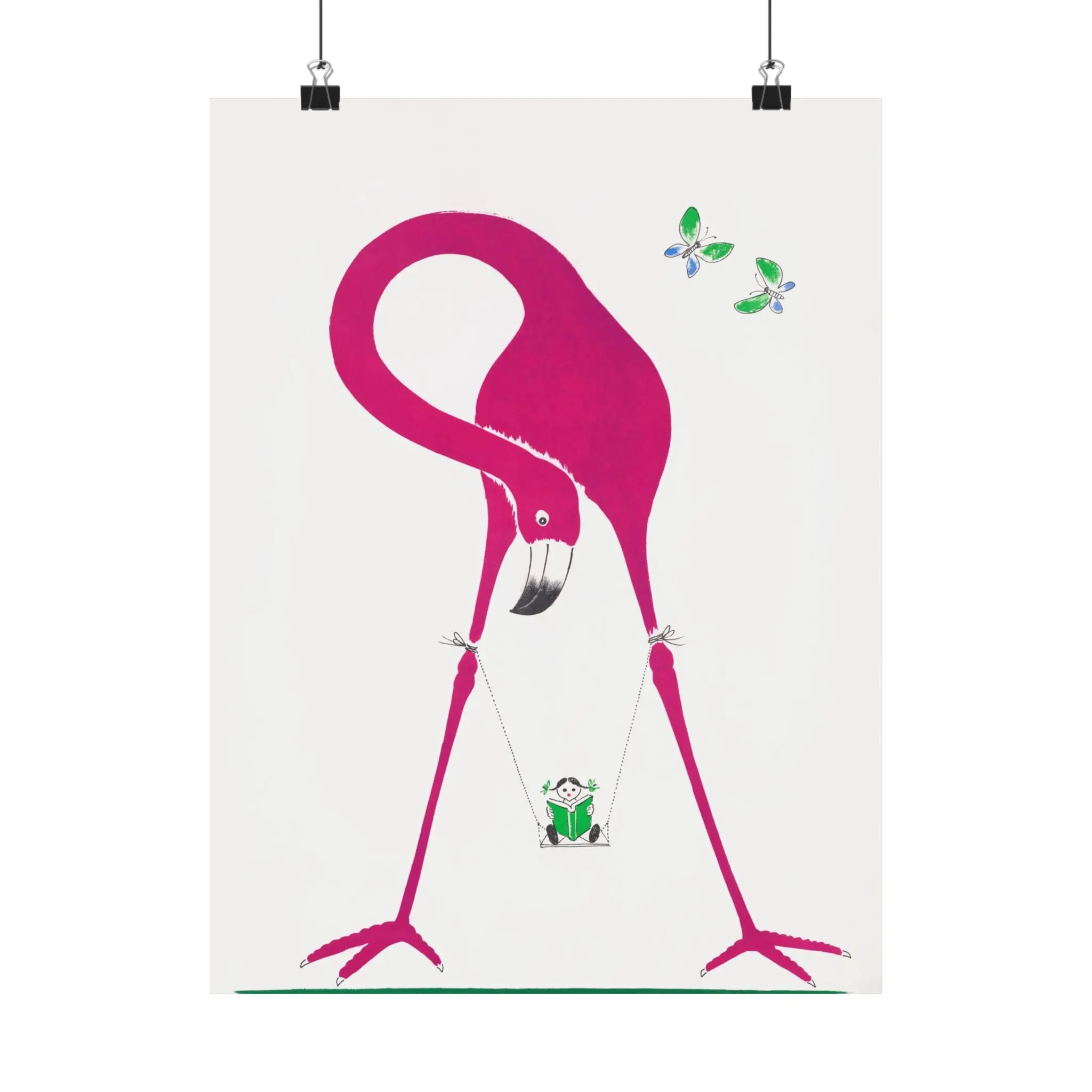 The Swing OF Flamingo Nursery Poster - Matte Vertical Print on Museum Grade Paper - Giclée Technology for Bright Colors - Ideal Gift for Any Occasion