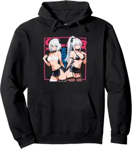 Waifu Sexy Anime Girl Horns Bandage Bra Japanese Manga Style Pullover Hoodie - Gabriellef Shop 68B0F21RC6LR