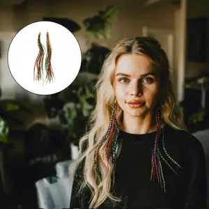 Feather Headz Bohemian handmade Rainbow long lightweight feather dangle earrings