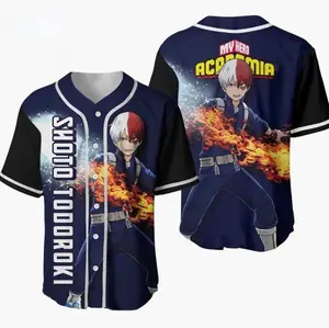 Personalized Shoto Todoroki My Hero Academia Baseball Jersey Shirt, Baseball Jersey Shirt, Outdoor Sports, Sport Shirt, Dynamic And Comfortable