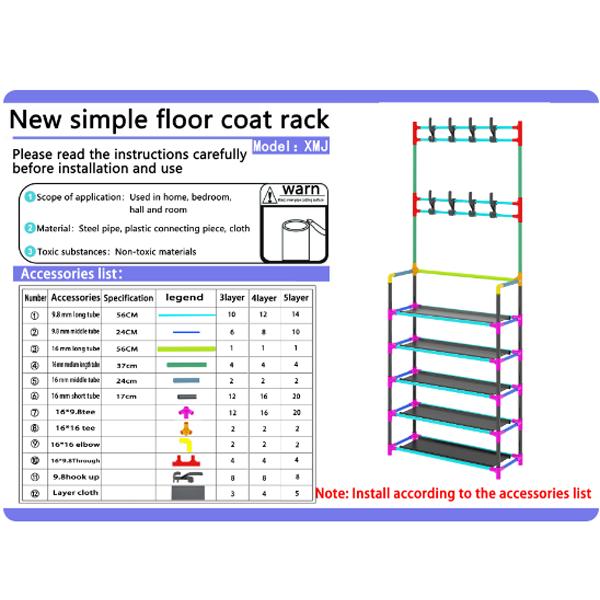 Multiple colors and sizes 5-Tier Coat And Shoe Rack Combo with 8 Hooks, Suitable for Entryways, This Shoe Rack Features a Double-Row Storage Design for Homes, Bedrooms, Offices. It Is a Freestanding Organizer That Can Hold Shoes, Clothes, Hats, And Bags