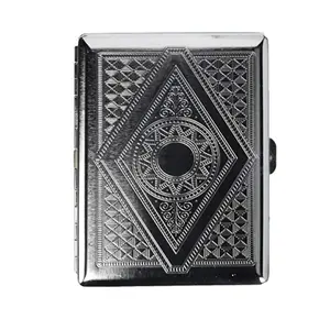 Retro Cigarette Case Victorian Style Metal Holder, Credit Card Holder Pocket Security Wallet, Large Rfid Protective Wallet with Etched Pattern