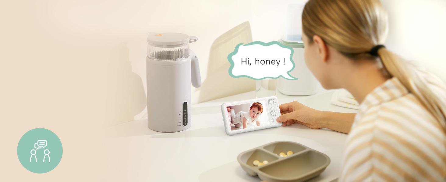 Momcozy Baby Monitor with 2 Cameras 5’ 1080P Split Screen Video Baby Monitor with Camera and Audio no WiFi for Baby Safety 5000mAh Battery Infrared Night Vision 2-Way Audio 960ft