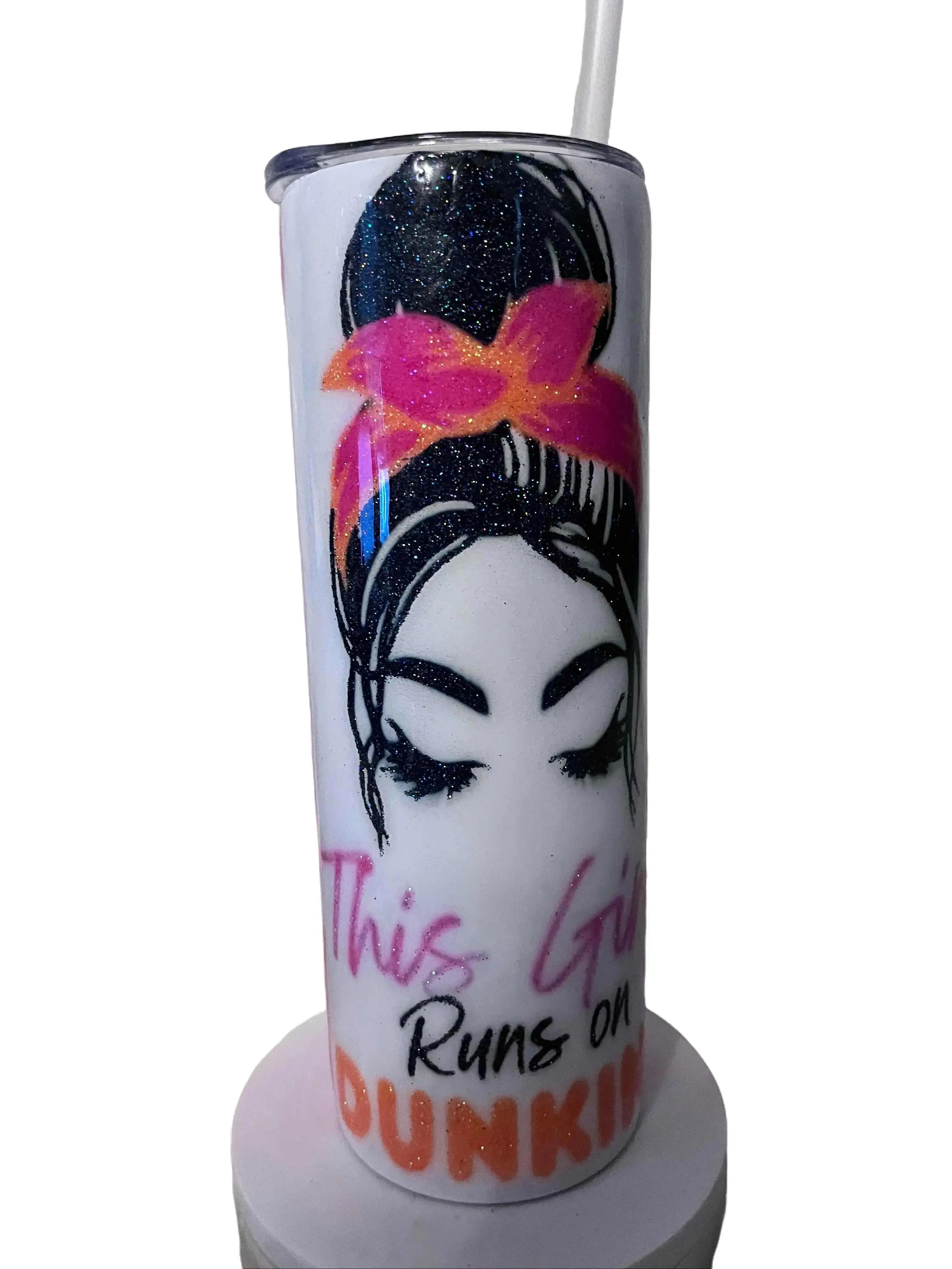 Glittered Runs on Dunkin' Stainless steel drinkware Tumbler Beverage Flasks