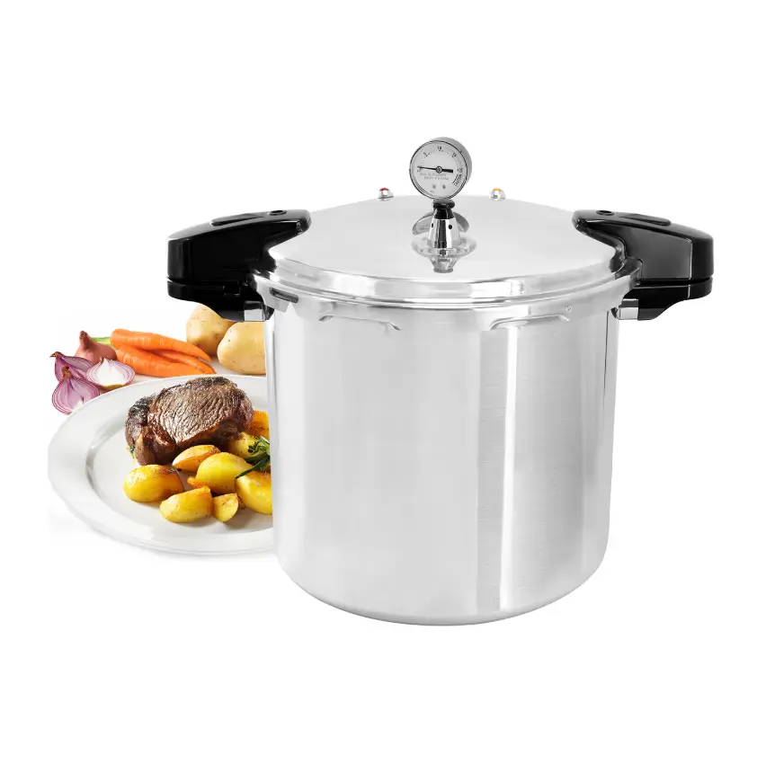 Megachef 24 Quart Aluminum Stovetop Pressure Cooker, Large Heavy Duty Pressure Canner Pot with Secure Locking Lid, Pressure Cooking Pot for Canning, Beans, Meat, Vegetables and Family Meals