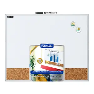 BAZIC 16" X 20" Aluminum Framed Magnetic Dry Erase/Cork Combo Board