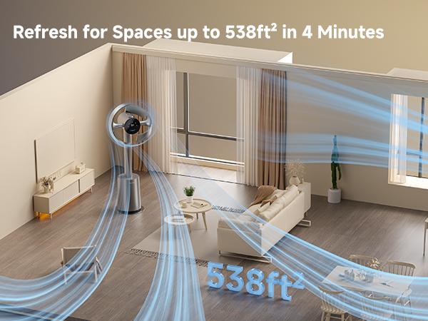 【Super Brand Day】DREAME MF10 Bladeless Tower Fan for Bedroom, Smart Standing Fan with 270° Spatial Airflow for Whole-Room Circulation, 59ft/s High Velocity, 10 Speeds 3 Modes, Temperature-Adaptive Airflow, MF10-Beige