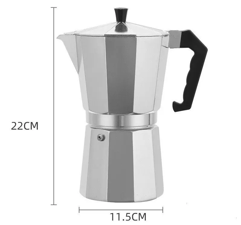 Household Aluminum Mocha Pot with Full Copper Valve - Octagonal Extraction Pot for Authentic Espresso Brewing