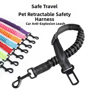 Pet Dog Cat Seat Belts, Car Headrest Restraint Adjustable Safety Leads Vehicle Seatbelt Harness,Dog Seatbelt Seat Belt Car Harness Leash Travel Accessories Bungee Anti Shock Pet Cat Adjustable Lead