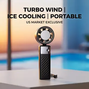 Portable Handheld Cold Pressure Fan Adjustable Turbo Mini Fan USB Rechargeable Digital Display Fan for Women Men Travel Outdoor Gifts