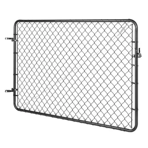 Chain Link Fence Gate 72 x 48 in Adjustable Panel Fit 2.2-6 ft W x 6 ft H Garden Gate with Plastic Coating for Farm Black Posts Not Included High-Quality Materials Security & Privacy Protection