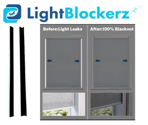 2 Pack LightBlockerz Midnight Black 12" L-Shaped Light Blocking Strips for Windows Solid 100% Blackout Solution Eliminate Light Leaks Easy Install