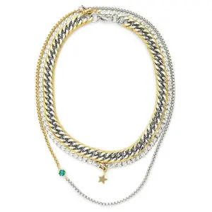 EMERALD & MIX LAYERED NECKLACE SET