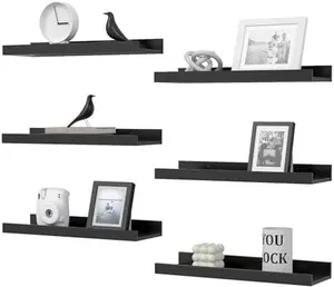 Black Wall Shelves with Lip, Display Shelves for Wall Decor