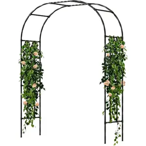Garden Arch Trellis, Trellis Arch for Climbing  Outdoor, 5FT x 7.9FT Metal Full Garden Arbor, Trellises for Patio Lawn Backyard, Large Garden Archway Decoration Black 59.1" x 94.5in