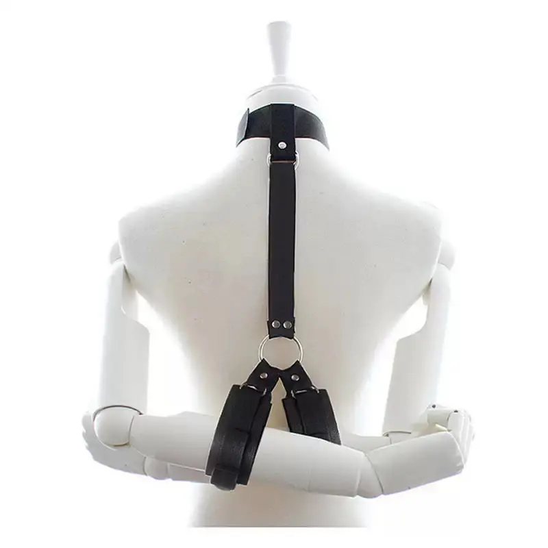 Black Leather Harness with Adjustable Straps and Buckles for Secure Fit and Comfortable Wear