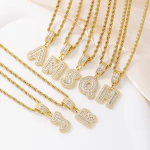 Initials Letter Pendant Necklace, FashionAlphabet Pendant, Rhinestone Decor ChainNecklace, Hip Hop Jewelry for Party, DailyDecor, Trendy All-match & Exquisite Jewelryfor Birthday Gift