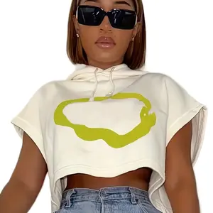 Chic Abstract Print Crop Hoodie