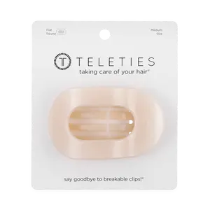 Almond Beige Medium Flat Round Clip