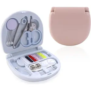 2 Pack Mini Travel Sewing Kit Portable DIY Emergency Repair Tool Kit with Plastic Box, Beginner Friendly Includes Threads Scissors Hand Needles