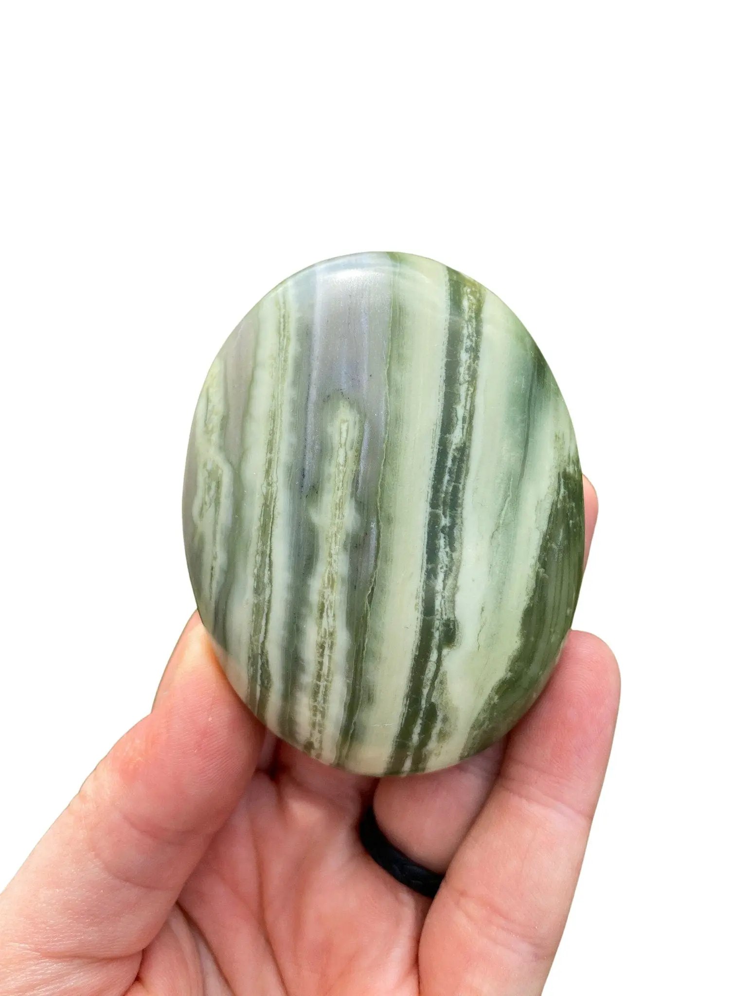 Infinite Stone Palm Stone - Serpentine Palm Stone - Polished Infinite Serpentine Crystal - Green Healing Crystal