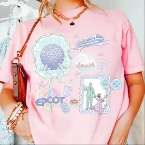 Comfort Colors/Gildan Vintage Epcot Shirt, Epcot World Tour T-Shirt, Walt Pigment Tee, Family Trip [Adult - Youth - Toddler], 2300526DN