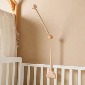 Cloud Baby Crib Mobile Hanger Arm, Wooden Baby Mobile Hanger for Crib, Natural Beech Wood Nursery Mobile Stand for Hanging Baby Mobiles, Toys & Nursery Decor