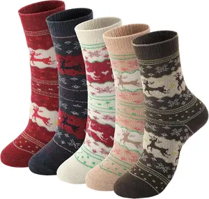 Women's wool socks, thick knitted, comfortable mid-calf socks