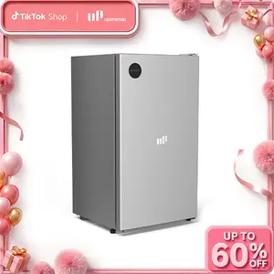 Upstreman mini fridges 3.2 Cu.Ft Sleek Stainless Steel Mini Fridge Energy Star Certified Adjustable Temperature Thermostat Reversible Door Compact pink Refrigerator Office Bedroom Dorm CR32 College Outdoor drink skincare fridge beverage cooler beer black