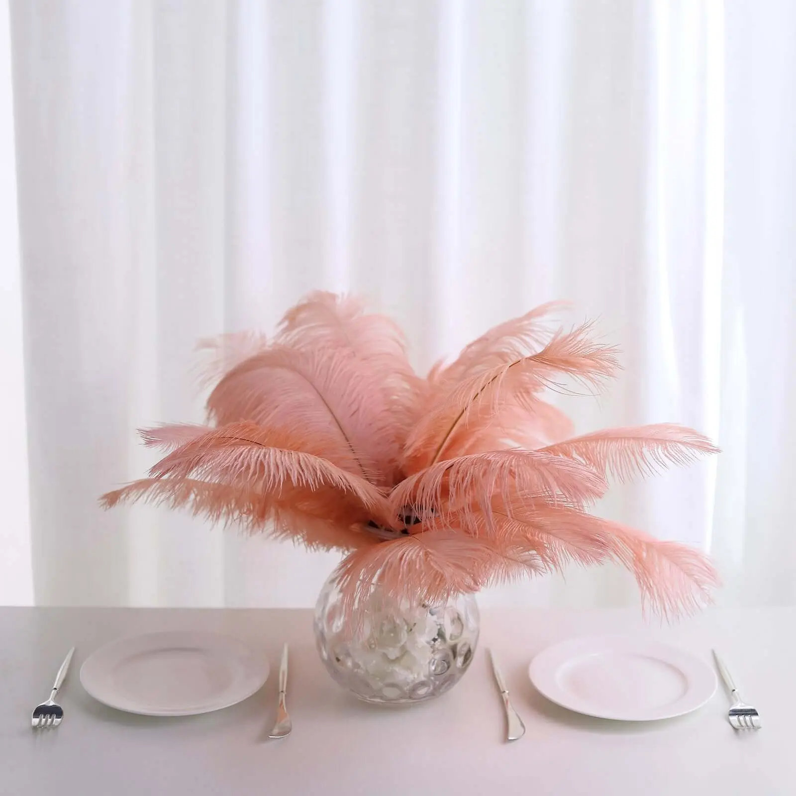 12 Pack Bulk Mauve Real Ostrich Feathers - 13"-15" DIY Centerpiece Fillers for Party Decor, Tabletop Decor, Feather Arrangements