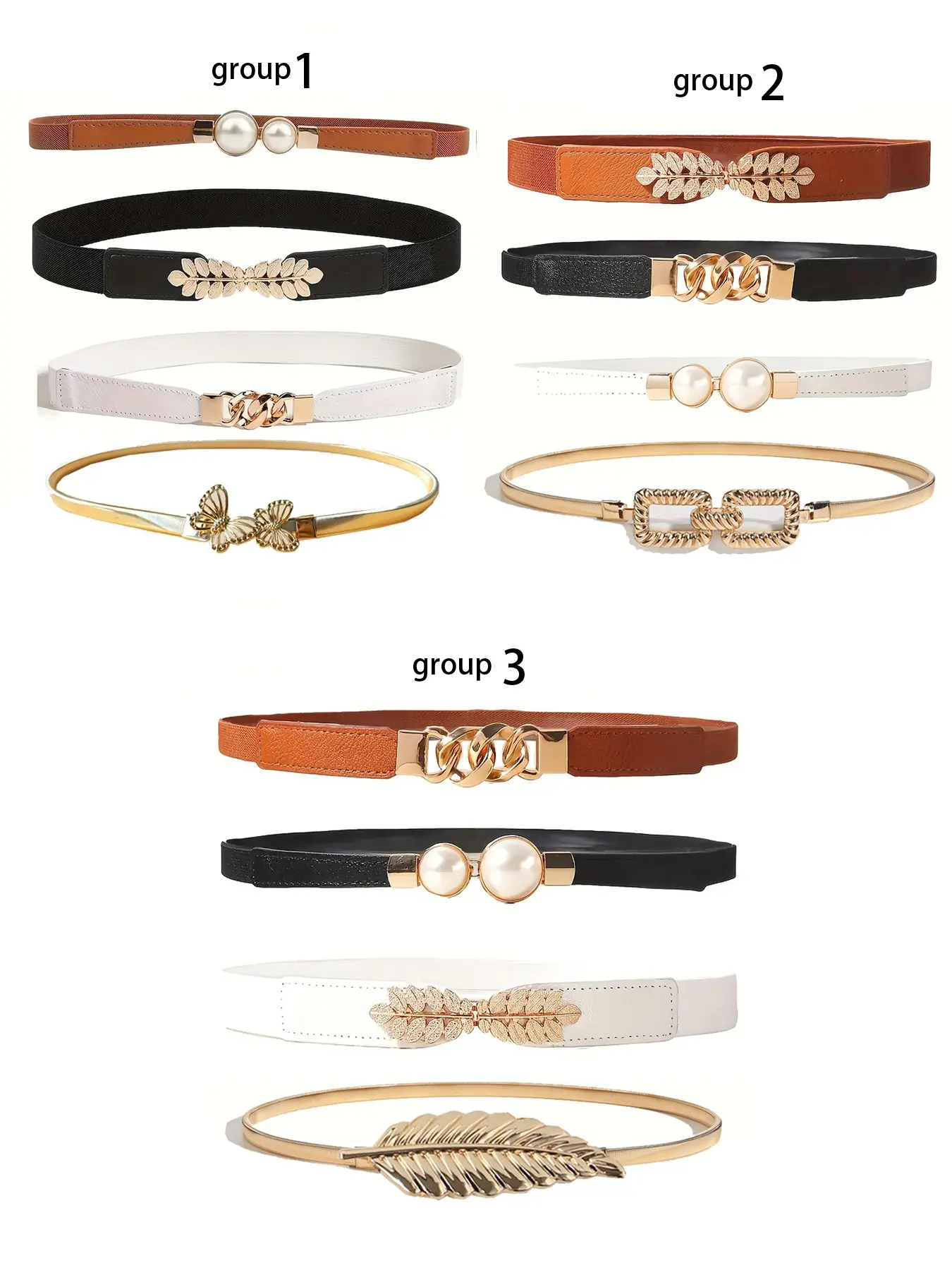 Women's Elegant Elastic Belt Set, Minimalist Casual Fashion Accessory for Daily Wear and Parties