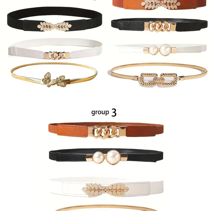 Women's Elegant Elastic Belt Set, Minimalist Casual Fashion Accessory for Daily Wear and Parties, Belts for Dresses
