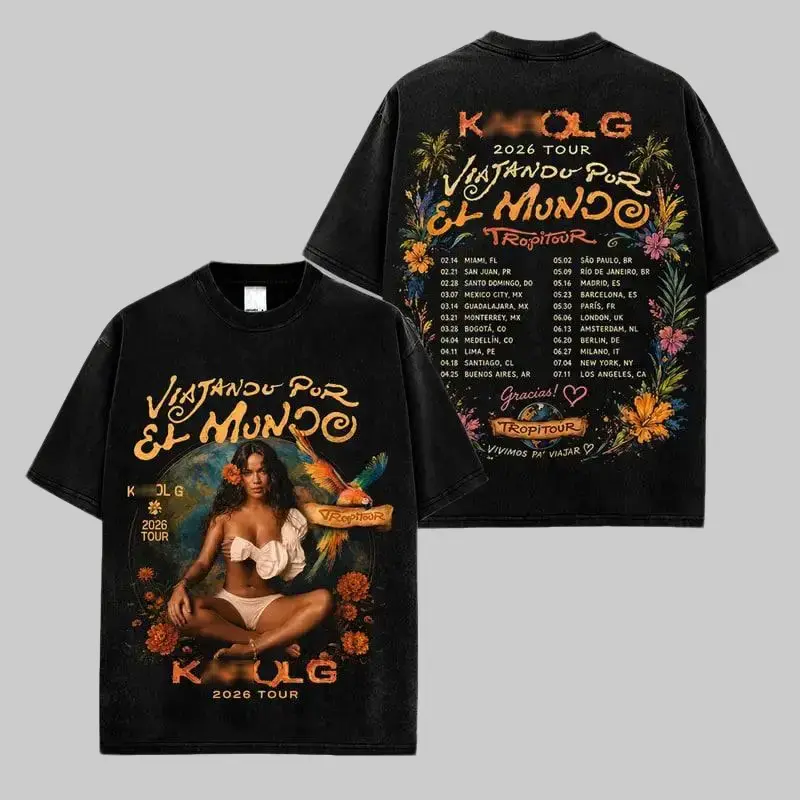 La Bichota - Viajando Por El Mundo Tropitour V4 Premium Cotton T-Shirt , La Bichota Shirt, Latin Queen Fans, Latin Pop Graphic Tee, Concert Tour Merch, Cute Festival Summer Tee, Unisex Gift Shirt