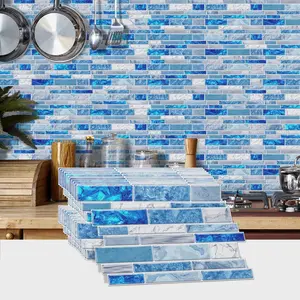 Marble Pattern Tile Sticker, 24pcs Waterproof & Oil-proof Kitchen & Bathroom Backsplash Sticker, Easy Install & Clean Floor Tiles Peel Stick, Decor