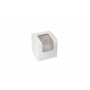 4" x 4" x 4" White Windowed Cupcake Boxes - Holds 1 - 100 Per Pack