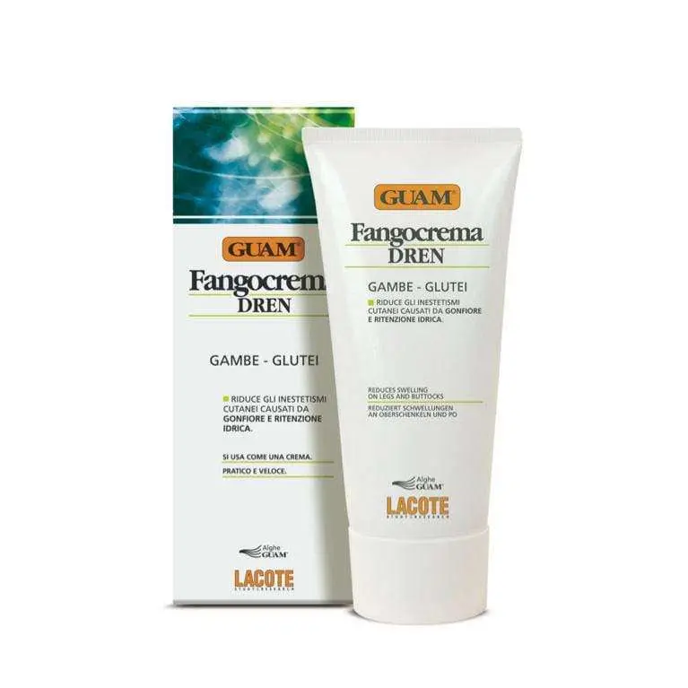 GUAM Fangocrema Dren Draining Mud Cream 9.8 oz for Cellulite, Water Retention, and Skin Firmness - 12 Months Skincare Treatment - Moisturizers Caffeine Contour