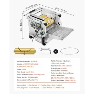 VEVOR Electric Tortilla Maker, Automatic Corn Tortilla Making Machine with Non-Stick Coating and Two Molds(4 in+ 6 in), Electric Chapatti Machine Suitable for Produce Sopes Pita Tortilla Pizza