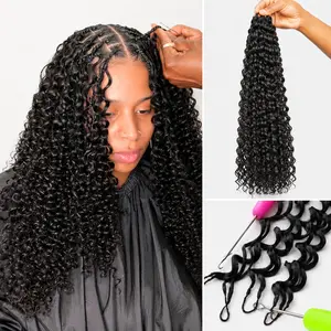 Vidalocs Jerry Curly  Miracle Knots Crochet Hair Easy Install  for Boho Braid Styles 3 Packs 150 Strands full head Time-Saving 20 inches Human Hair Blend for Vacation