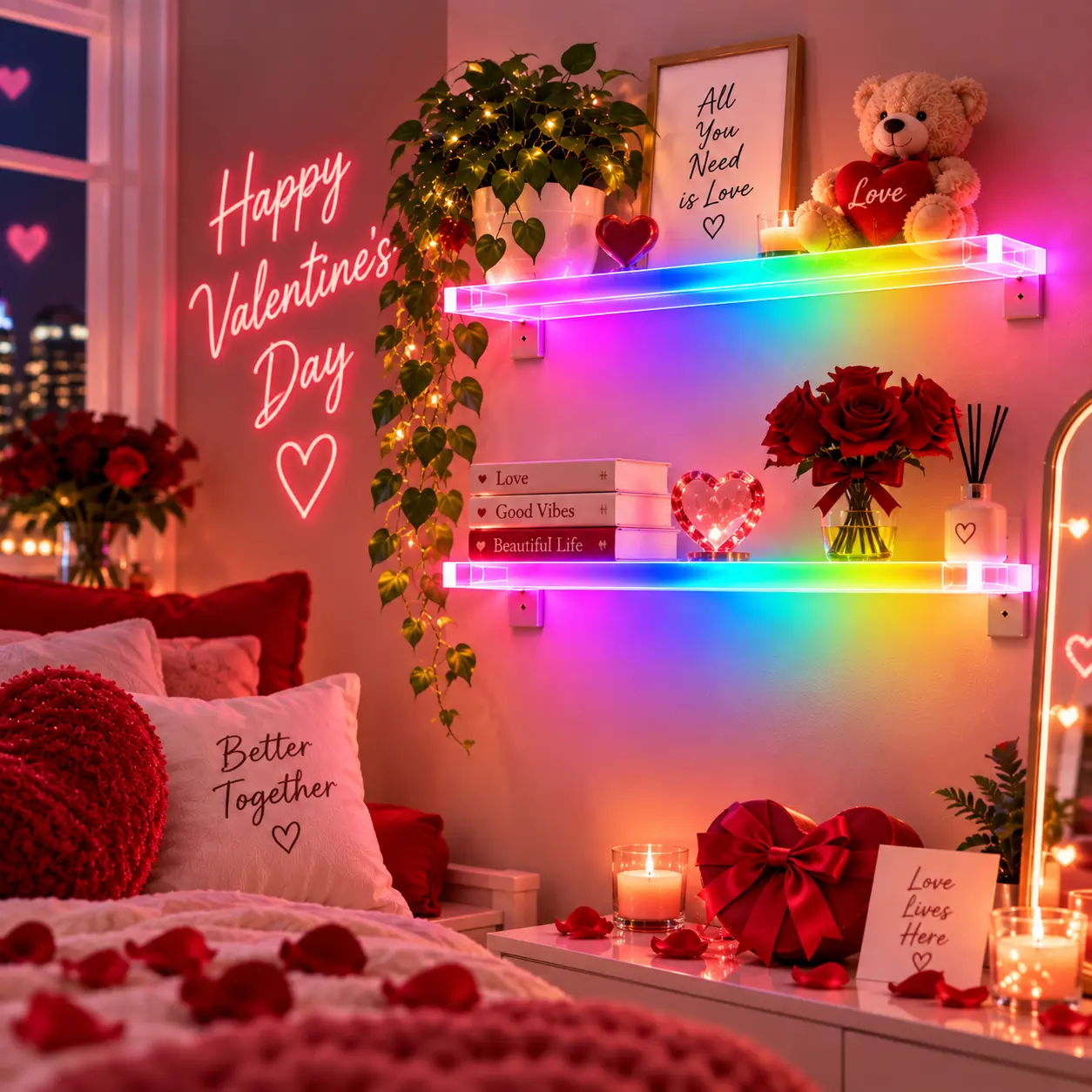 RGBIC Lighted Acrylic Wall Shelf, App Control & Music Sync LED Display Shelf for Christmas & Valentine's Day Room Decor, Bedroom & Living Room, 1/2/3 Shelf Options