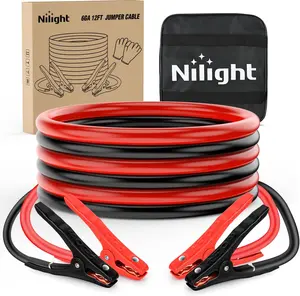 Nilight Car Battery Jumper Cables - 6 Gauge, 12 FT Heavy-Duty 450 A CCA Booster Cables with Carrying Bag, Vehicle Emergency Jump Start Kit for SUVs, Sedans