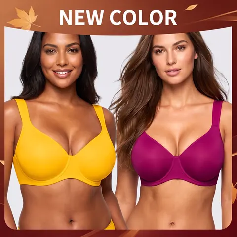 HSIA Joan Comfortzone Unlined Plus Size Full Coverage Underwire Support Minimizer Bra Instantly Slims 1 to 1.5 Cups Pain Free Wider Cushioned Straps U Shaped Back Smoothing Naked Feel T Shirt Bra for Big Bust Women Anti Sag Daily Lingerie Everyday Bra