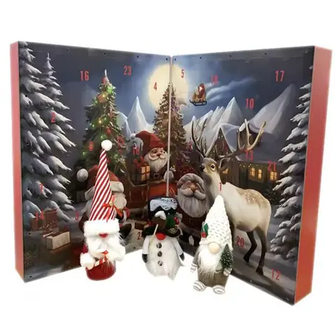 2026 Whimsical Handcrafted Christmas Gnome Advent Calendar - 24 12-in Lighted Handmade Gnomes, 26”x8”x19” Large Vibrant Box, Holiday Party Decor, Christmas Wishlist Item, Whimsical Gifts, Festive Home Ornaments