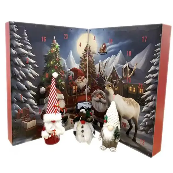 2026 Whimsical Handcrafted Christmas Gnome Advent Calendar - 24 12-in Lighted Handmade Gnomes, 26”x8”x19” Large Vibrant Box, Holiday Party Decor, Christmas Wishlist Item, Whimsical Gifts, Festive Home Ornaments