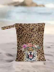 Tiger Print Reusable Women's Tote Bag, Dry Wet Use, Ideal for Beach Pool, Diaper Bag, Casual Style, All Seasons, Leopard Print Tote